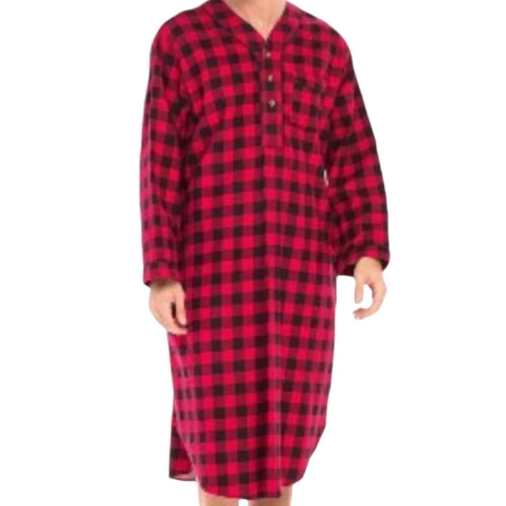 Polo Ralph Lauren Flannel Buffalo Check Nightgown Sleep Shirt Short Sleeve M